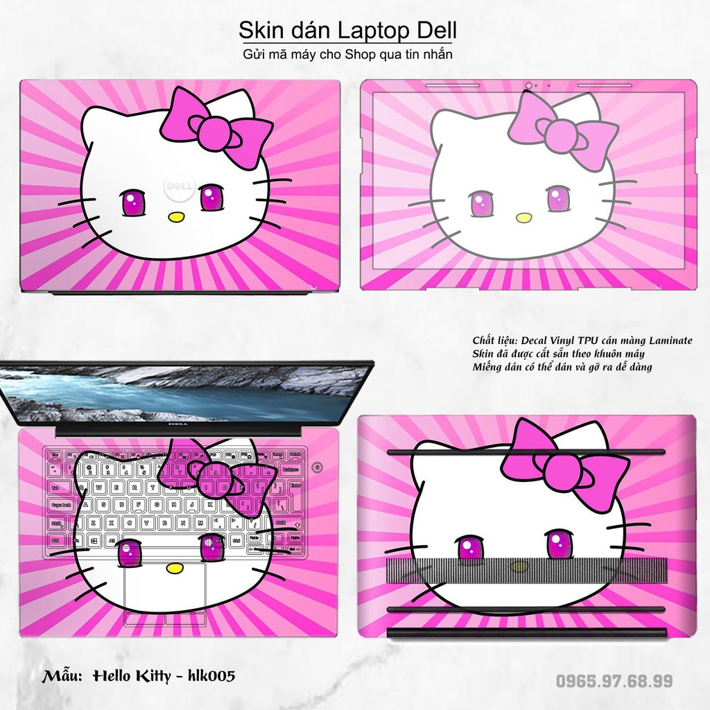 Skin dán Laptop Dell in hình Hello Kitty (inbox mã máy cho Shop)