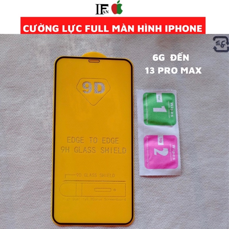 CƯỜNG LỰC IPHONE 9D/10D FULL MÀN iphone 6/7/8/X/11/12/13 Pro Max tặng khăn lao