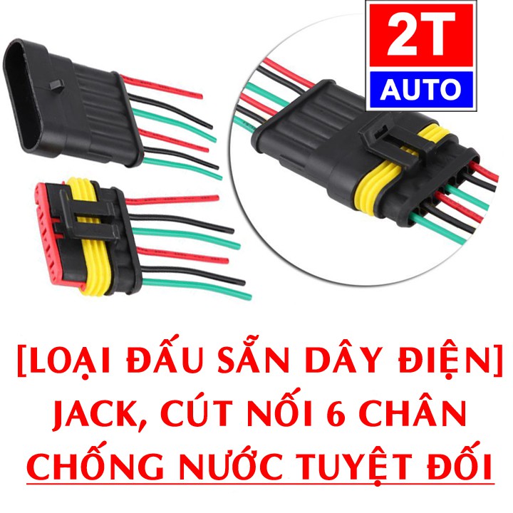 [LOẠI ĐẤU SẴN DÂY] Đầu cút jack giắc nối dây điện 6 chân chống nước dùng cho xe máy xe hơi ô tô:   SKU:311-1