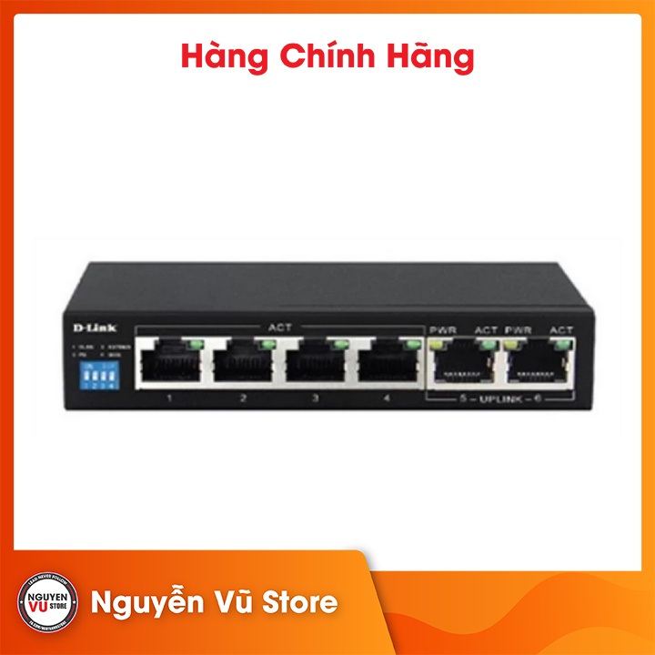 Switch Gigabit PoE 6 cổng DLink DGSF1006P hàng chính hãng