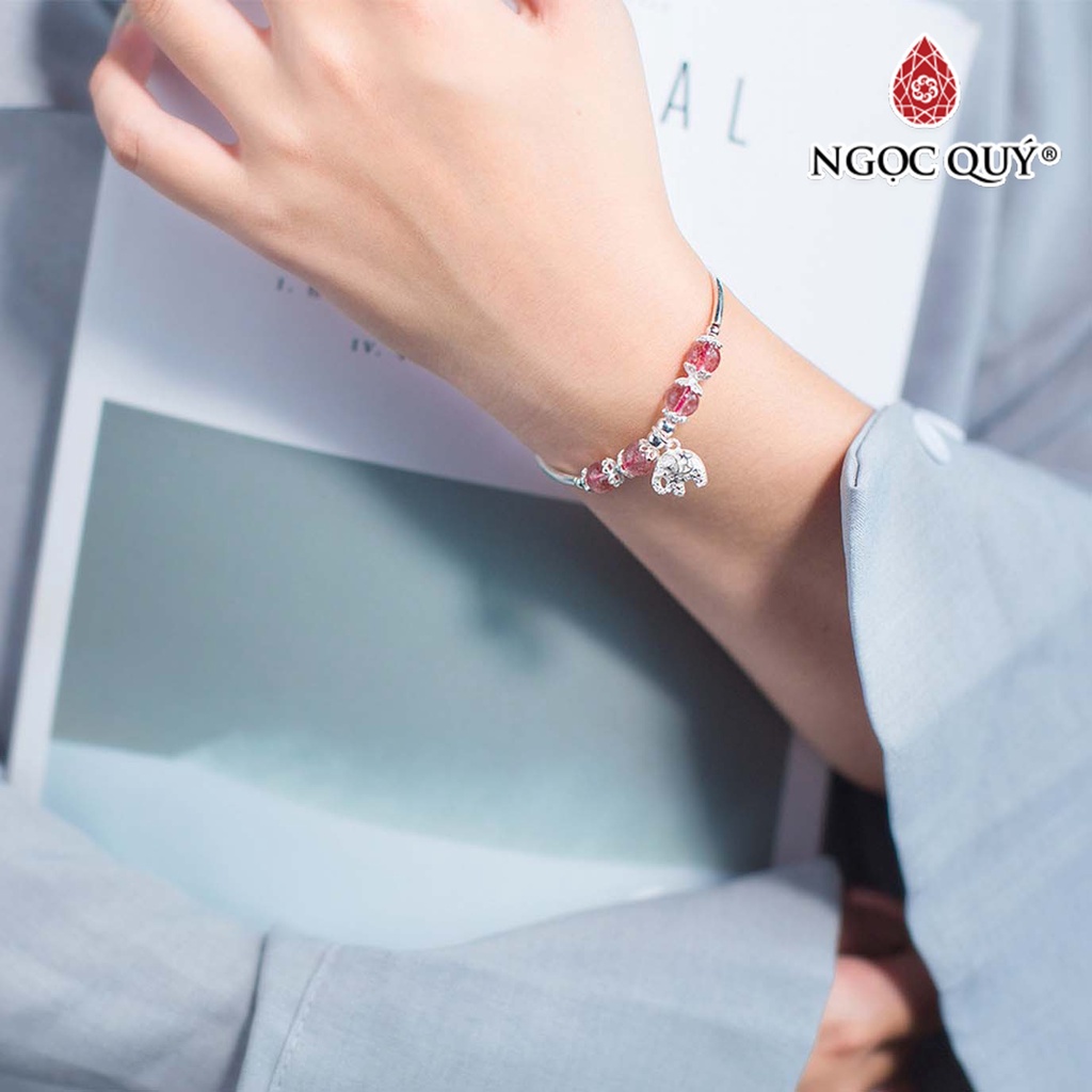 Vòng tay TA hồng charm voi - Ngọc Quý