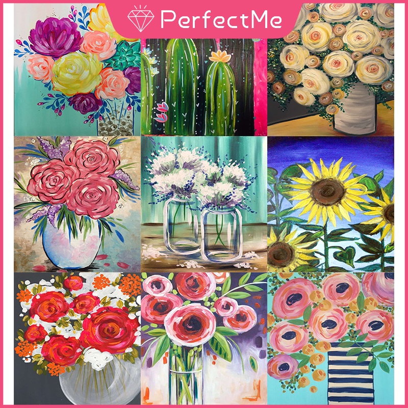 Bộ Tranh Đính Đá 5D Tự Làm Kích Thước 30x40cm Hình Hoa Trang Trí Nhà Cửa