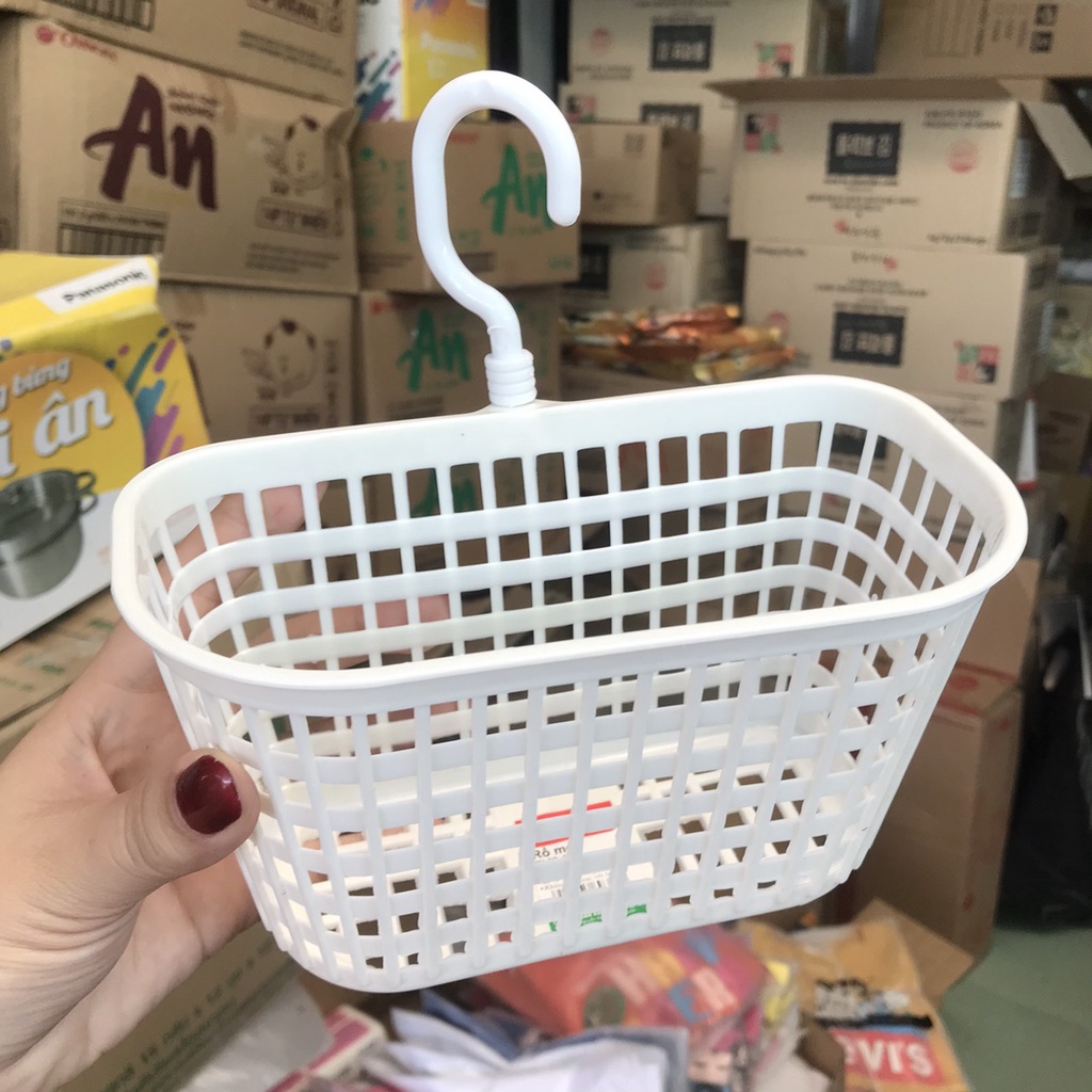 Rổ treo bồn rửa chén, nhà tắm có móc treo Việt-Nhật - Giỏ treo đồ đa năng
