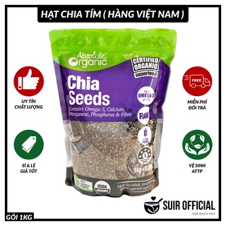 Hạt Chia Hữu Cơ ( Chia Seeds ) Hàng Việt Nam / Gói Màu Tím ( 1KG ) / Công Dụng Tuyệt Vời Cho Sức Khoẻ, Sắc Đẹp
