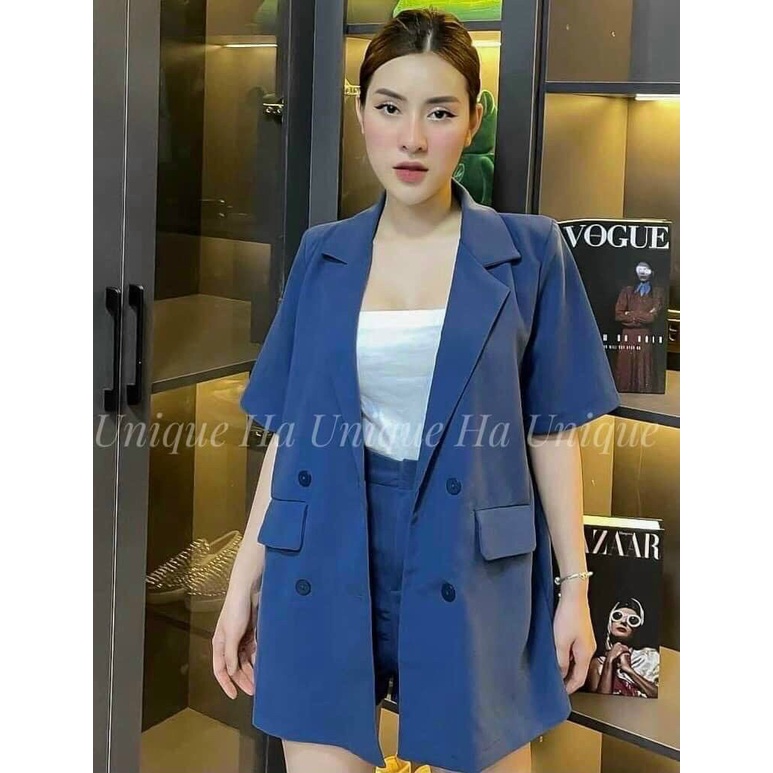 (Sale FreeShip) Sét vest nữ 3 món,áo vest tay ngắn mix quần có túi kèm lot cotton,chất đẹp có đủ màu lên from chuẩn