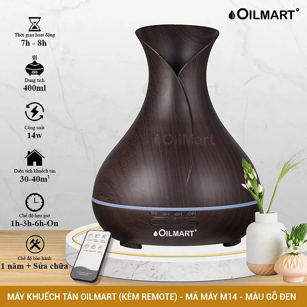 Máy Xông Tinh Dầu Oilmart, Phun sương, tạo ẩm và khuếch tán tinh dầu