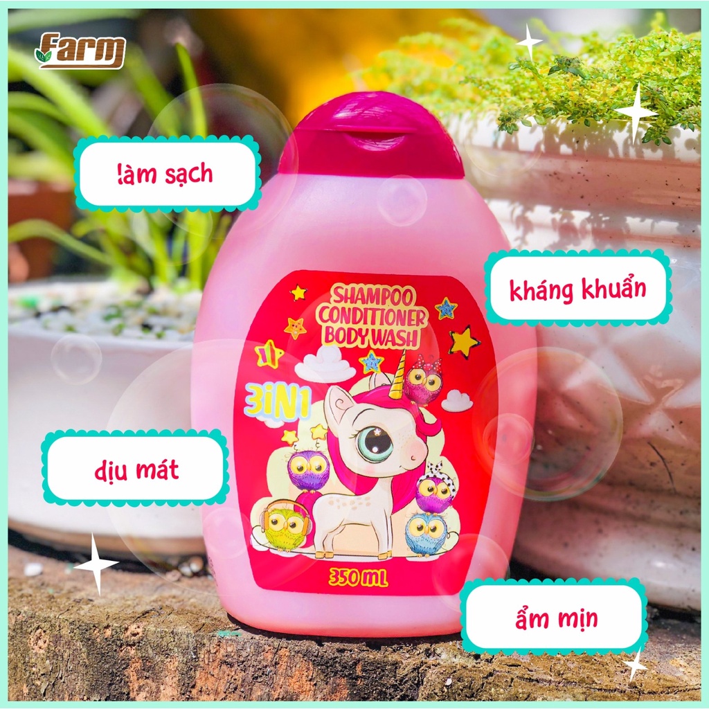 Sữa Tắm Gội Xả Em Bé Unicorn 3in1 350ml