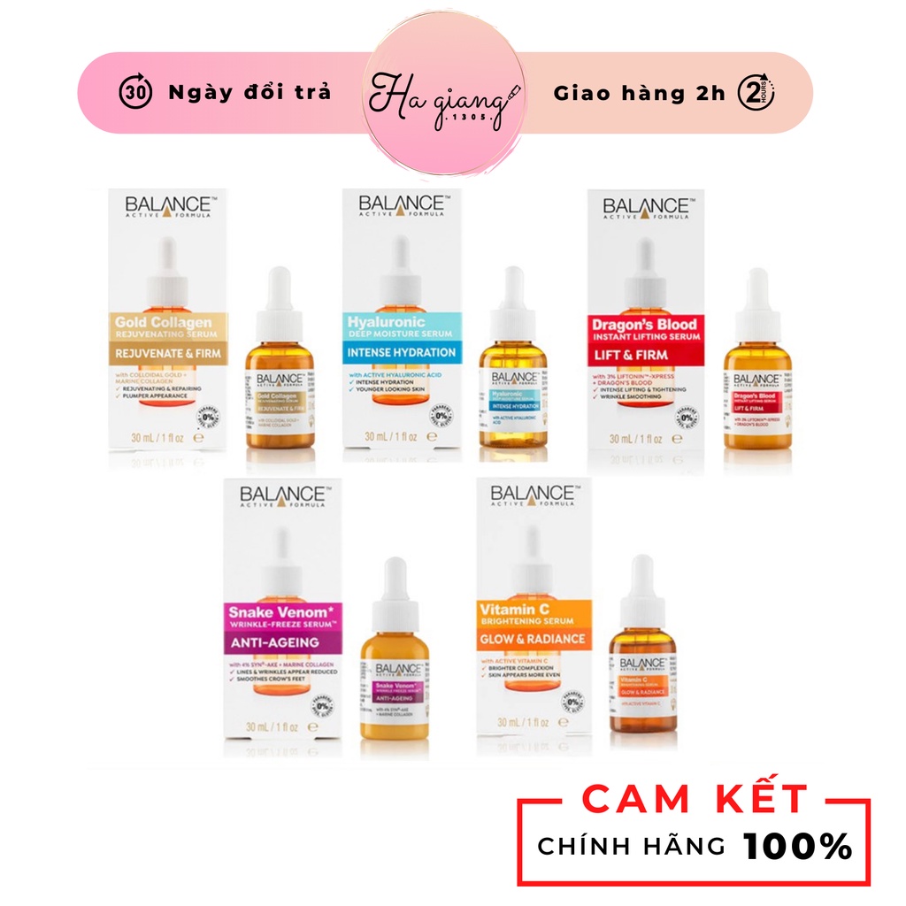 Serum Dưỡng Da Balance Active Formula Vitamin C / Hyaluronic 554 / Máu rồng /Collagen / Nọc Rắn 30ml
