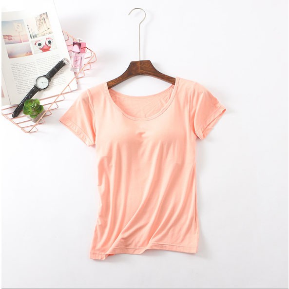 Áo Phông tay ngắn có đệm ngực chất cotton lạnh thấm hút mồ hôi tốt size từ M-3XL