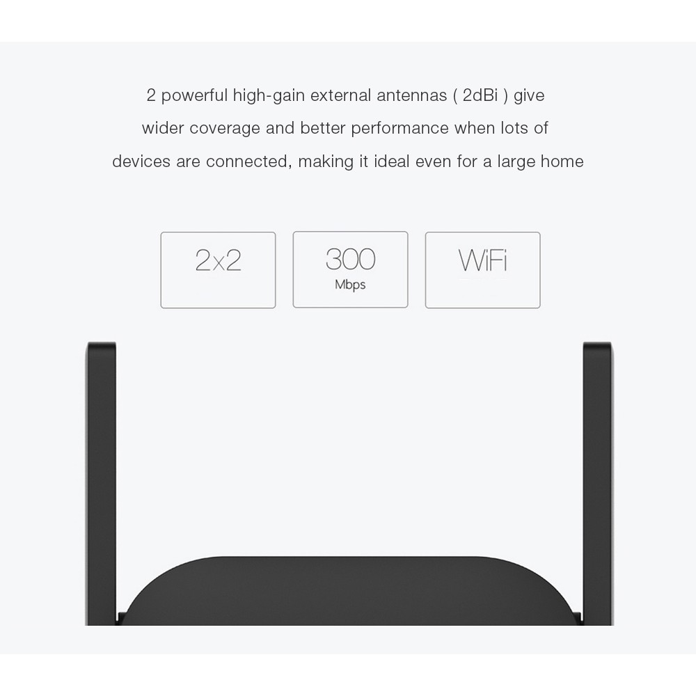 Xiaomi Mi Thiết bị khuếch đại tín hiệu wifi chuyên nghiệp 300Mbps với thiết kế 2 ăng ten tiện dụng | BigBuy360 - bigbuy360.vn