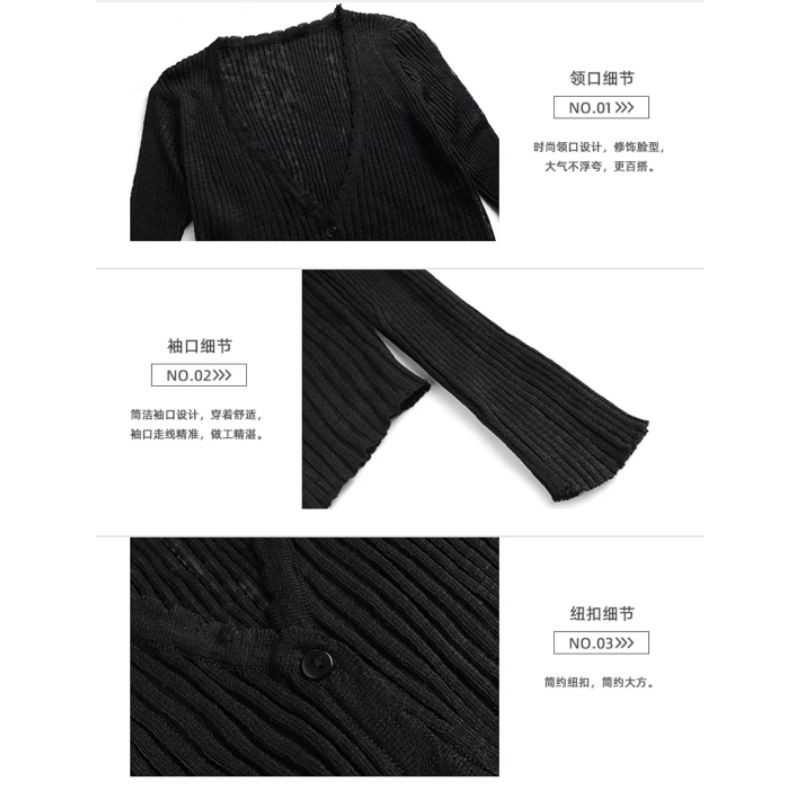 Áo khoác Cardigan len dệt kim mỏng dáng croptop cổ chữ V siêu xinh cho nàng