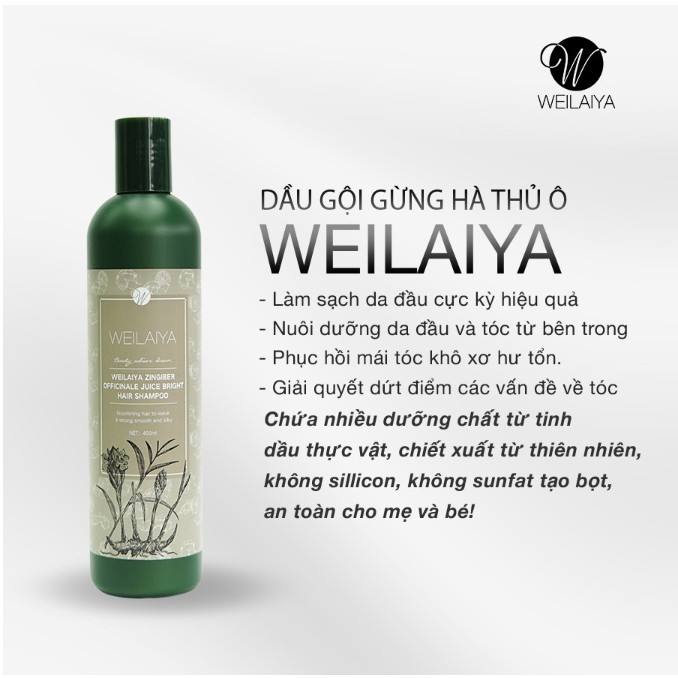 Dầu Gội Cặp Gừng Hà Thủ Ô Ngăn Ngừa Giảm Rụng Tóc Weilaiya - Dầu Gội Xả Thuốc Bắc Giảm Gàu, Kích Thích Mọc Tóc Nhanh