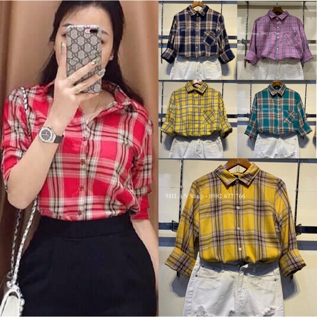 Áo sơ mi kẻ karo suông 20 mẫu hot nhất