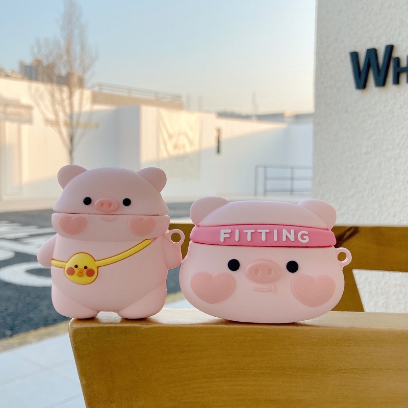 Vỏ Bảo Vệ Hộp Sạc Tai Nghe compatible AirPods 3 Pro Apple compatible AirPods Pro compatible AirPods3 Bằng Silicon Cứng Hình Chú Heo Năm 2021