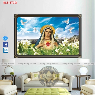 Tranh dán tường 3D Đức Mẹ - SL616TCG- Tranh 3D công giáo - Song Long Decor