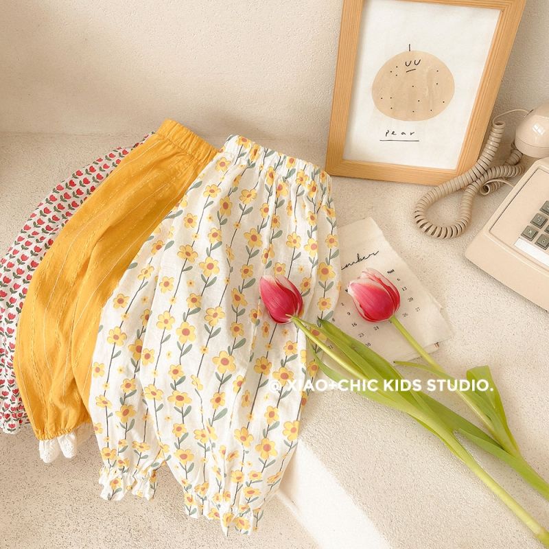 [Babycat] Hàng Có Sẵn Quần Dài Cotton Tinh Khiết Nhẹ Thoáng Khí Phong Cách Nhật Hàn Nhật Bản Thời Trang Mùa Hè Chống Muỗi Dành Cho Bé Gái