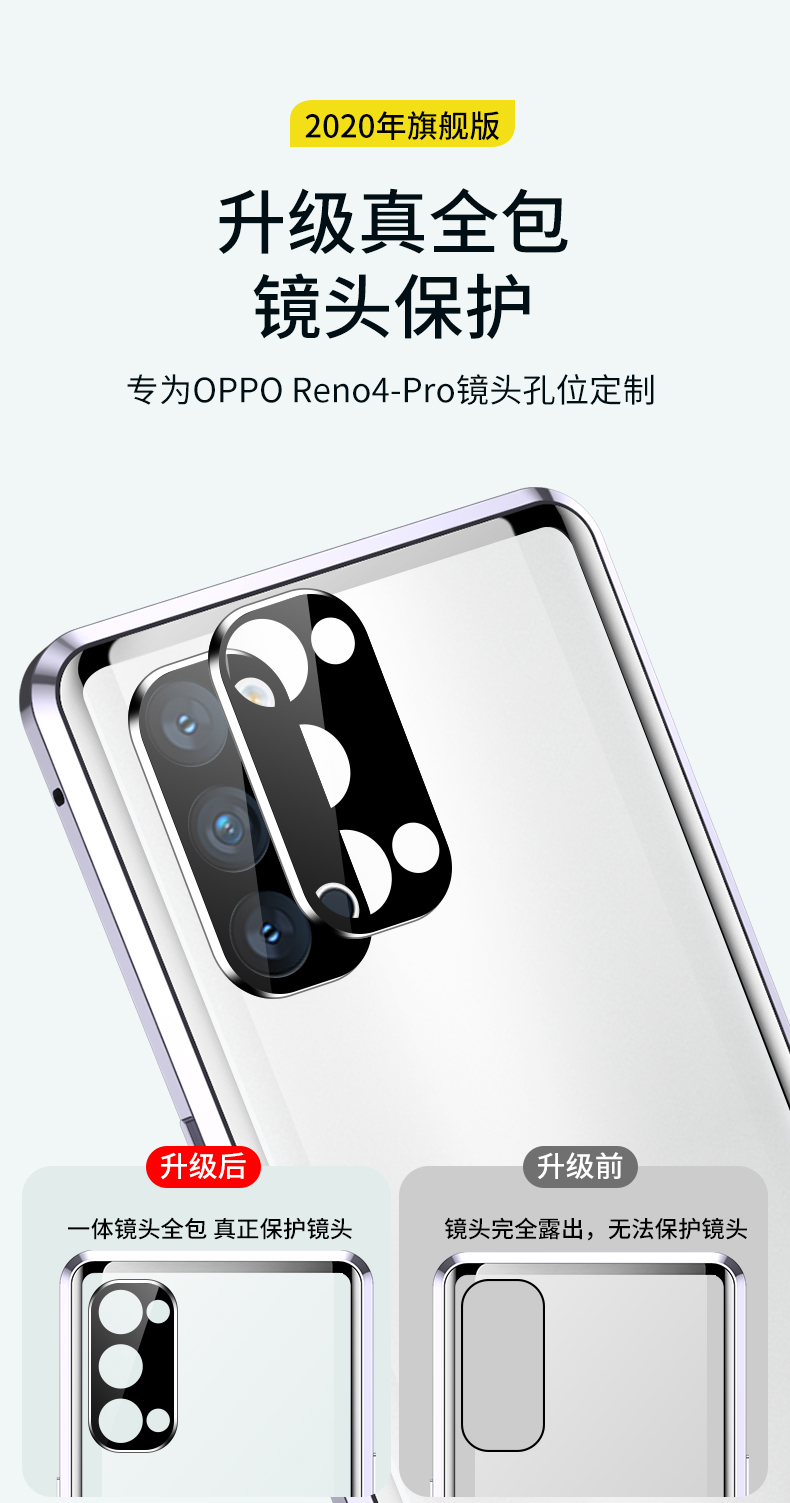 Ốp Điện Thoại Hai Mặt Kính Viền Từ Tính Bảo Vệ Camera Cho Oppo | BigBuy360 - bigbuy360.vn