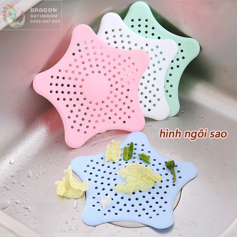 】Miếng Lót Chặn Lọc Rác Bồn Rửa Bát Kiểu NGÔI SAO - Nắp Silicon Chặn Lông Tóc Bồn Tắm, Rửa MặtLO-120
