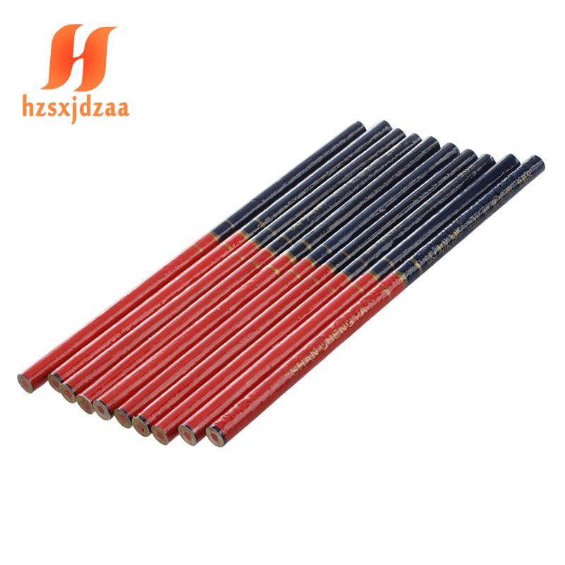 SHANNCHENGGPAI 10 Pcs Red Blue Lead Graphite 6.9" Long Pencil 