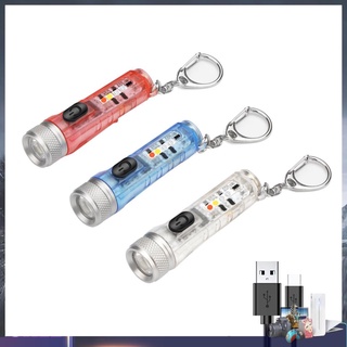 Móc khóa đèn pin nhỏ gọn có móc treo thiết kế cổng sạc USB tiện dụng