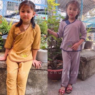 Đồ Lam Đi Chùa Cho Bé# Tim Nút Ngọc # Đồ Bộ Bé Gái # Quần Áo Bé