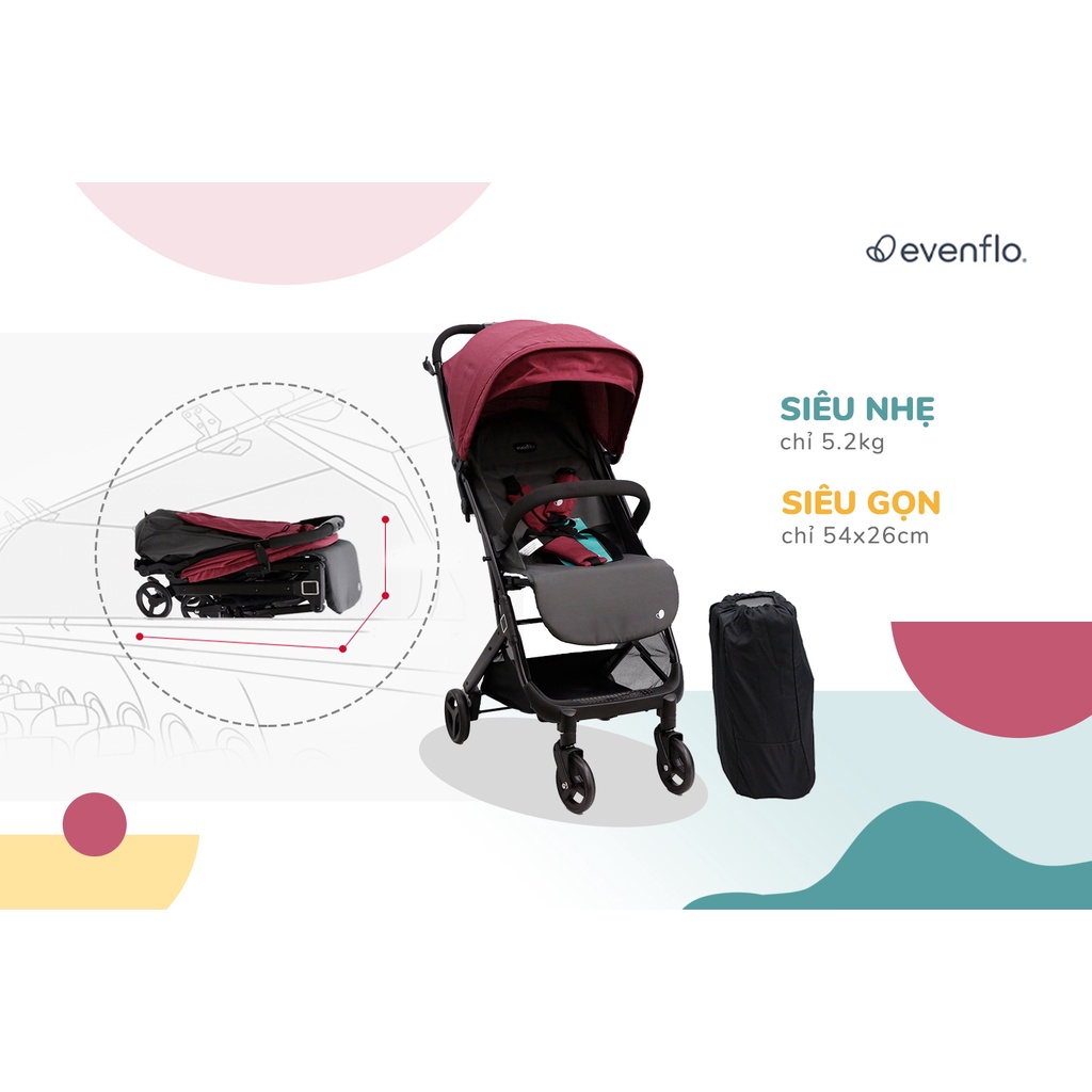 Xe Đẩy Evenflo Waav Compact Maroon