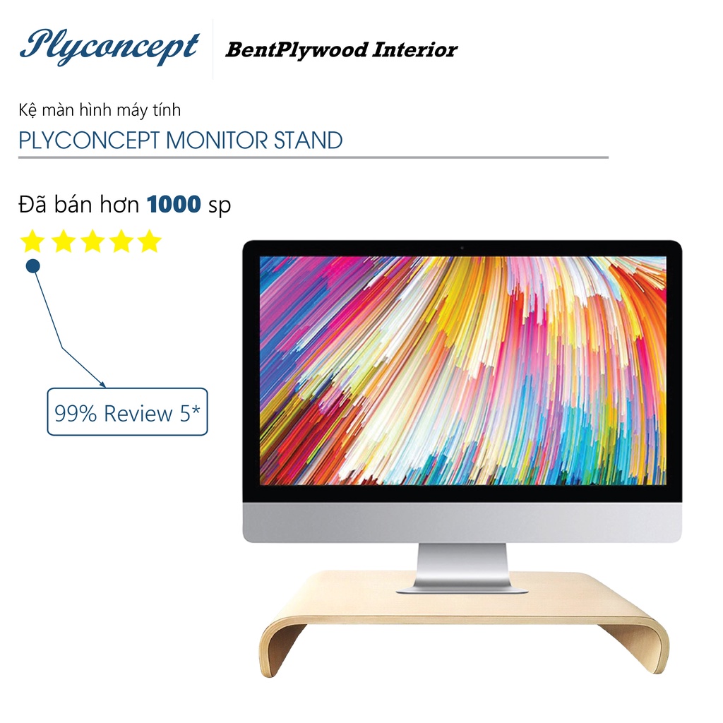 Kệ màn hình máy tính màu gỗ Plyconcept Monitor Stand