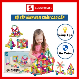 Đồ Chơi Que Từ Tính Tròn Lắp Ráp, Xếp Hình Khối Xây Dựng Nam Châm Cho Trẻ Ssupermart