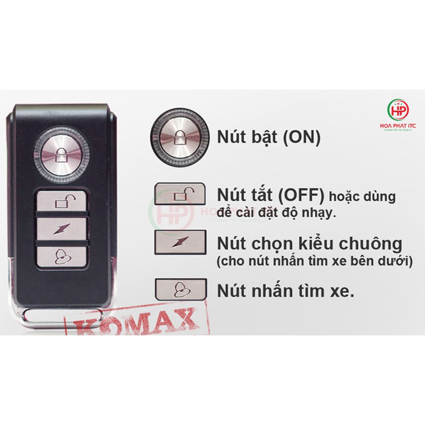 [MÃ GIẢM GÁ ĐẾN 10K] Thiết bị chống trộm cảm biến rung kèm remote Komax KM-R16A - Báo trộm cảm biến rung