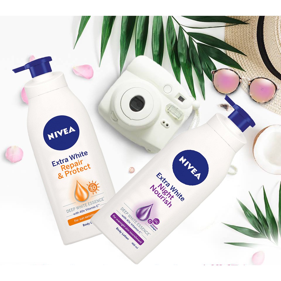 Bộ 4 Sữa dưỡng thể trắng da Ngày &amp; Đêm NIVEA ( 350ml/2 chai + 400ml/2 chai ) - 88311+88126