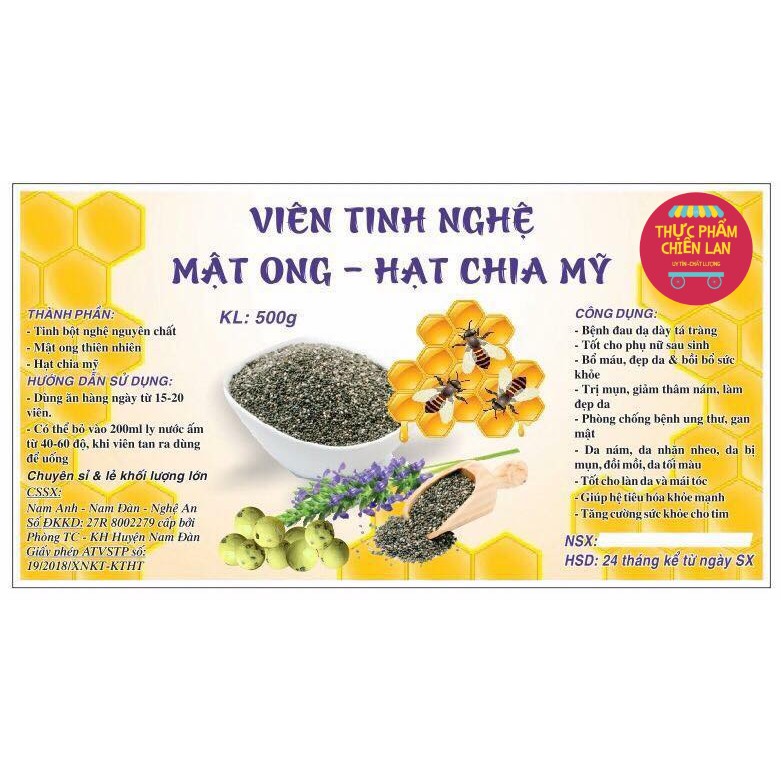 Viên tinh nghệ mật ong hạt chia Mỹ- giúp đẹp da cho làn da trắng sáng mờ thâm tốt cho dạ dày