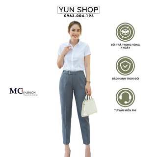 Áo sơ mi nữ cổ đức màu trắng đẹp ngắn tay MC Fashion A0068
