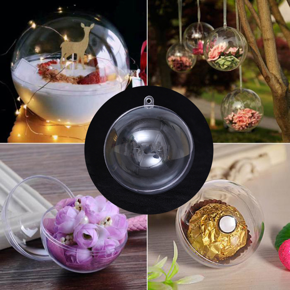 PEONY /5pcs Home Decor Candy Box DIY Gifts Christmas Tree Decoration Transparent Balls Hanging Ornaments Plastic Party Supplies Xmas Fillable