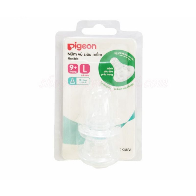 Núm Ty Pigeon Cổ Hẹp Siêu Mềm Vỉ 2 Cái - Size S/M/L/Y