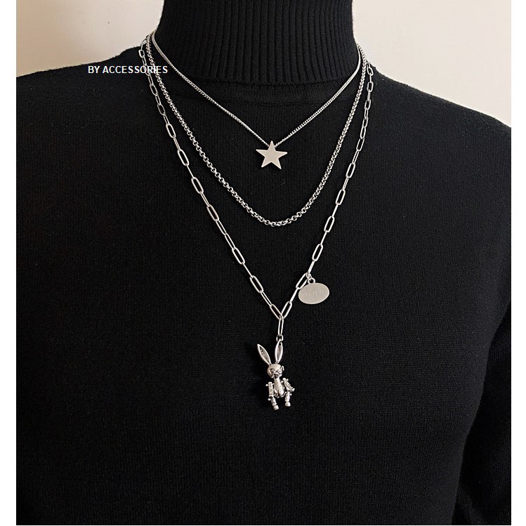 Set 3 dây chuyền titan ngôi sao và thỏ tinh không gỉ UN200306