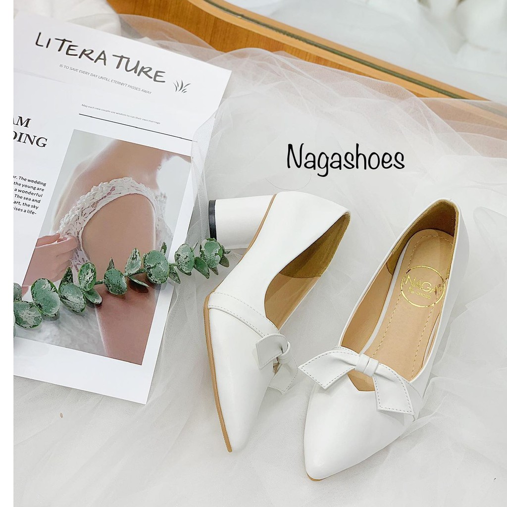 GIÀY CAO GÓT NAGASHOES MŨI NHỌN NƠ GÓT 5P NAC131