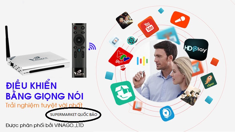 Android TV Smart Box Vinabox X6 PRO Ram 2G Model 2020 tặng Tài khoản Vip 3 năm , Điều khiển bằng giọng nói