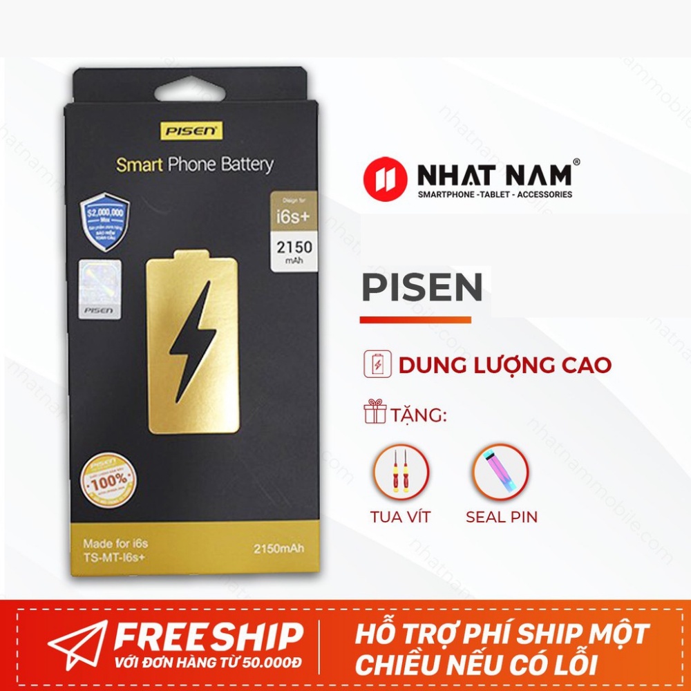 Pin iPhone dung lượng cao Pisen - Hàng chính hãng Bảo hành toàn quốc.