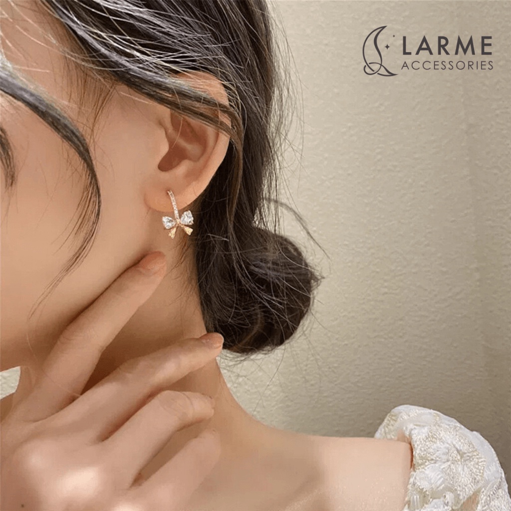 Khuyên tai nữ nơ tiểu thư xinh xắn Larme accessories -KT0190