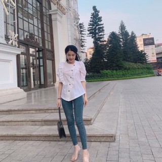 Áo Sơ Mi Bèo Ngực Cổ Chéo