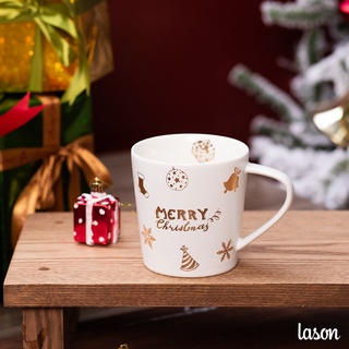 Cốc sứ Merry Christmas vàng trắng GS00521