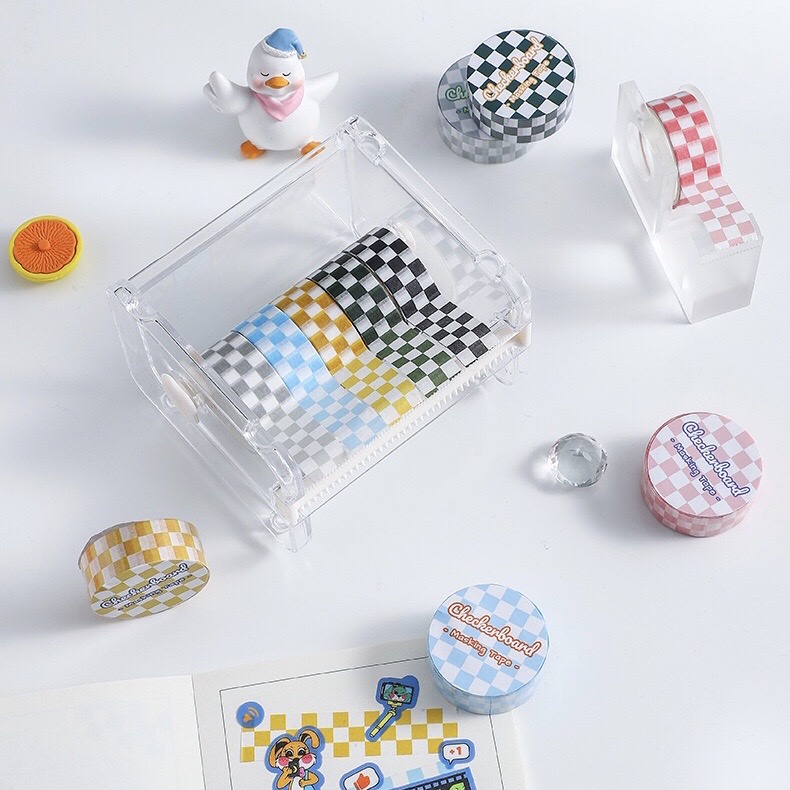 Checkerboard masking tape, washi tape caro hoạ tiết bàn cờ hot trend