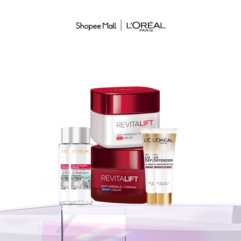 Bộ kem ngày đêm chống lão hóa Pro-Retinol Revitalift 50ml x2 &amp; 2 kem chống nắng bảo vệ UV Defender 15ml &amp; 2 Tẩy trang ki