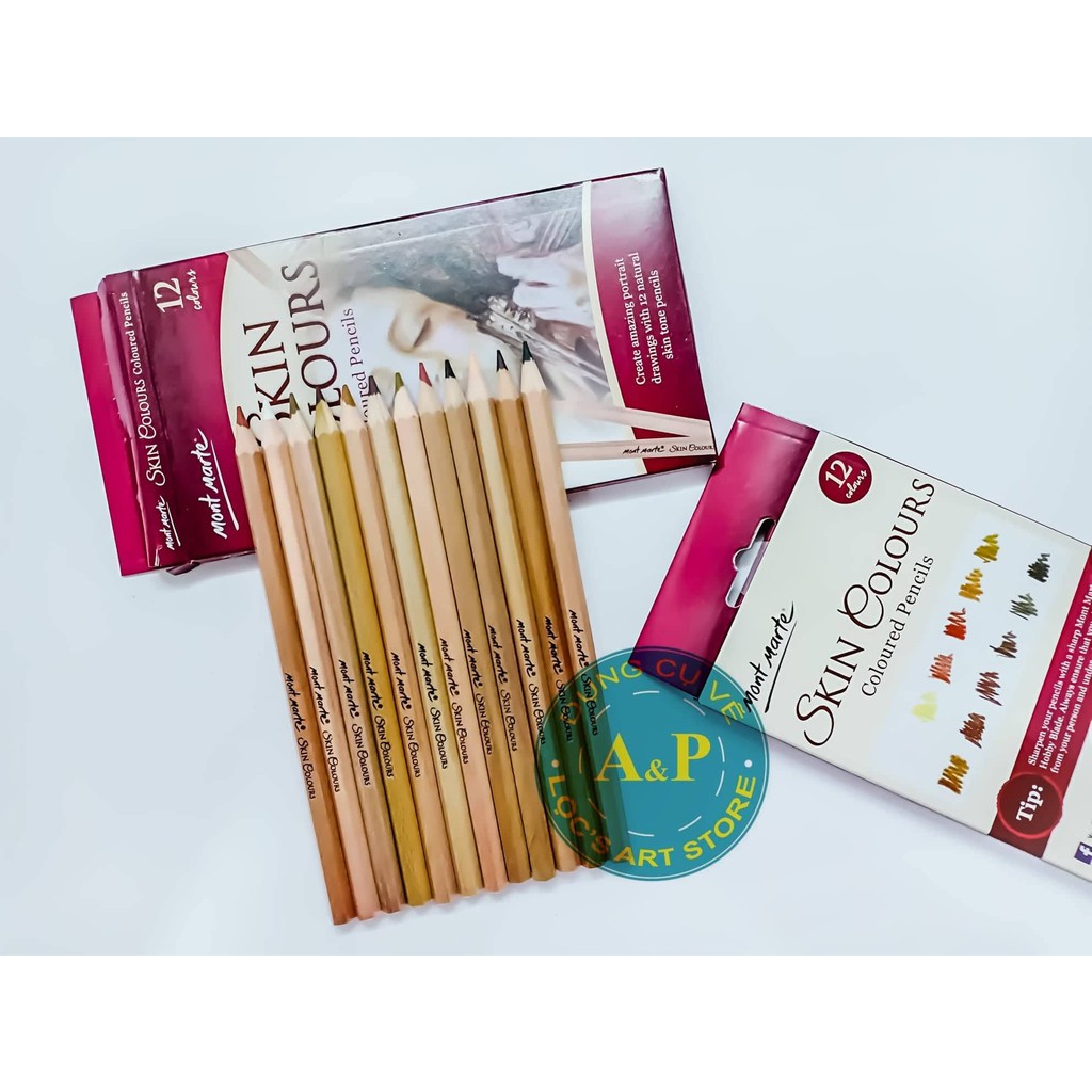 Skin Colours Pencils Mont Marte 12 màu