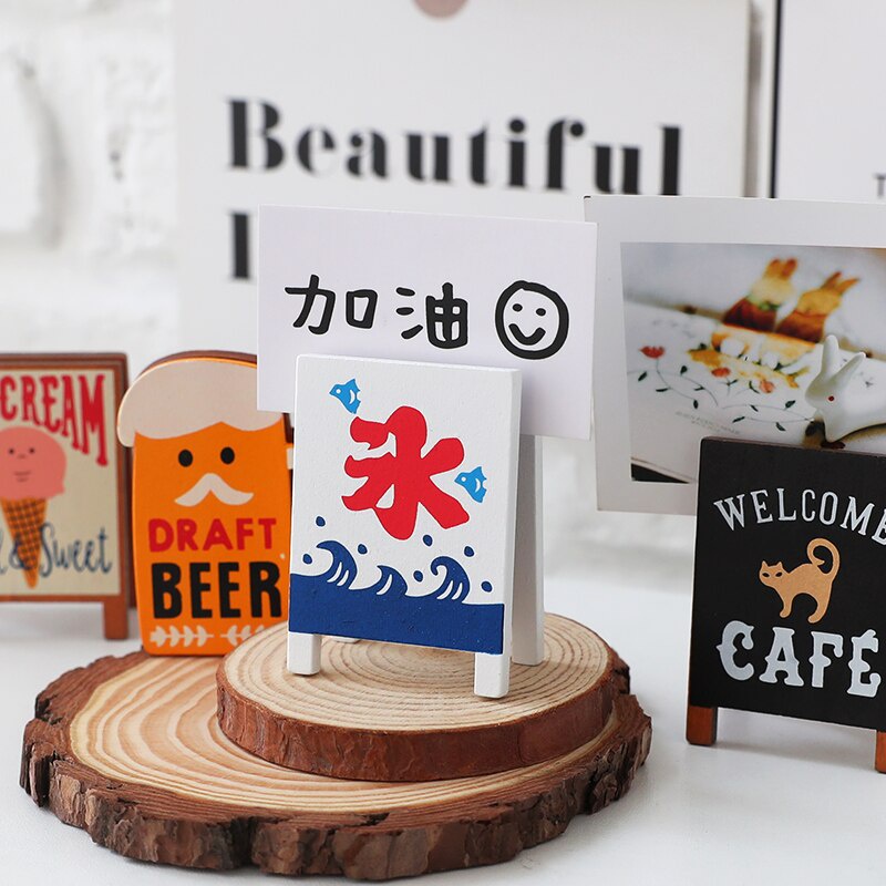 Mohamm Wooden Memo Photo Card Holders Paper Note Clip for Party Wedding Home Bar Decoration