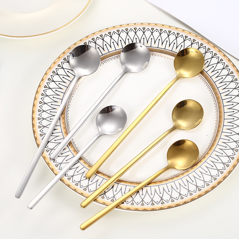 Muỗng đầu tròn cán dài 13 / 15 / 17cm bằng thép không gỉ chất lượng cao