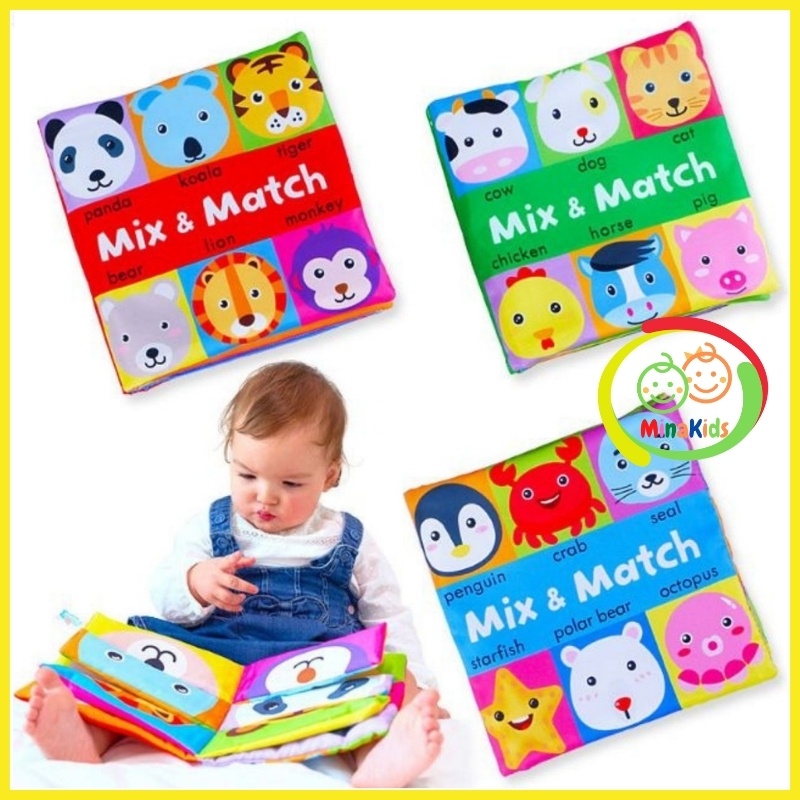 Sách Vải Tương Tác Cho Bé Mix & Match ghép hình các con vật Funny Zoo SV08