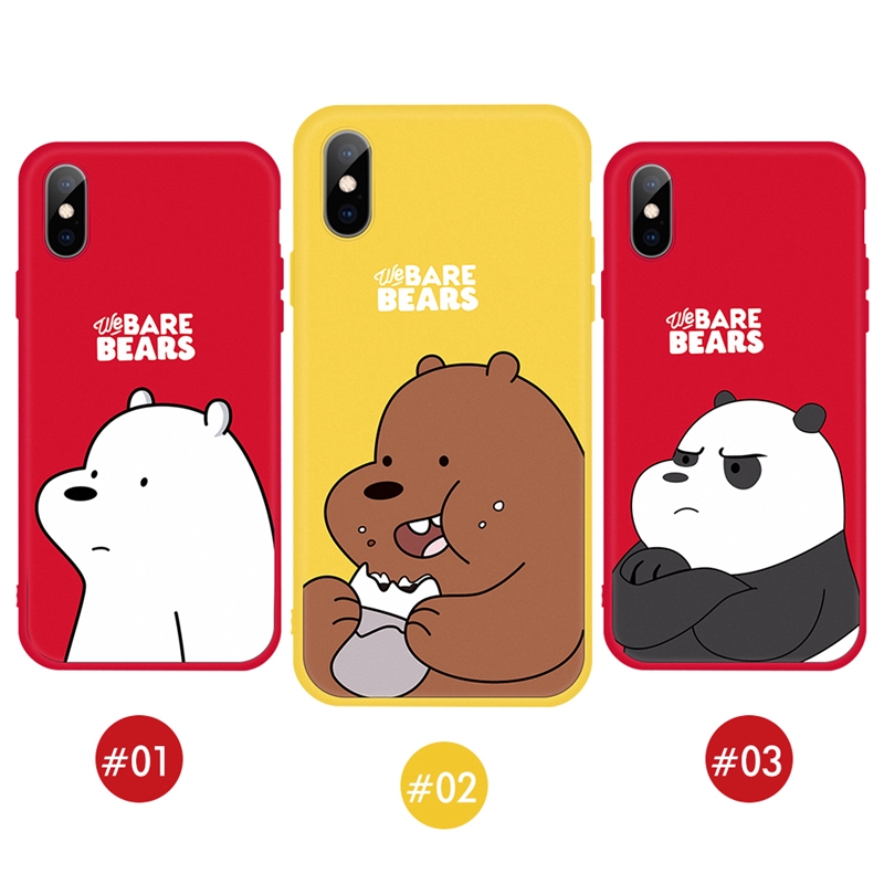 Ốp điện thoại silicon mềm vẽ hình các chú gấu trong We Bare Bears dành cho iPhone 6/6S/6+/6S+/7/7+/8/8+/X/XS/XSMax/XR