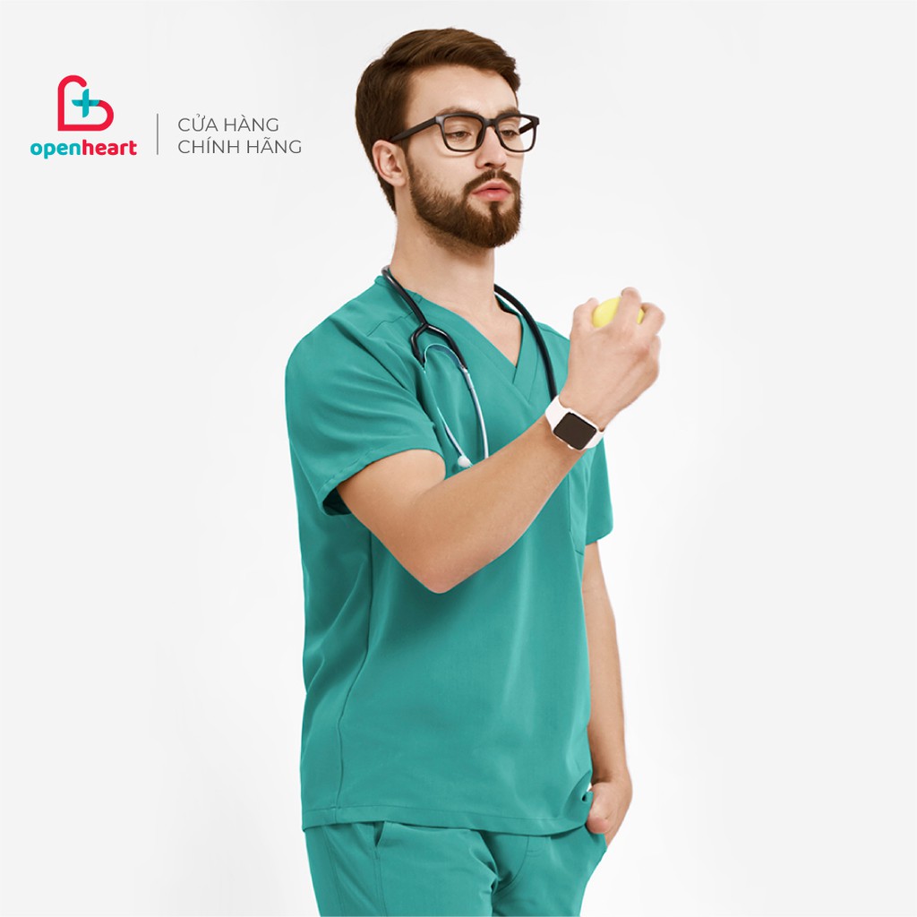 MOH ÁO SCRUB NAM V-NECK 2 TÚI (Bác sĩ, Nha sĩ, Điều dưỡng, spa, Thẩm mỹ viện)