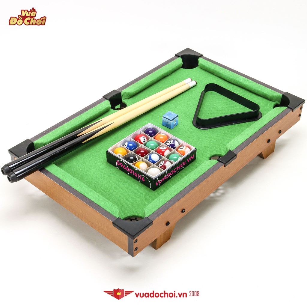 Bộ đồ chơi bàn Bi-A bằng gỗ size 51 cm 🎱 Gậy, bóng, băng, nỉ, nơ tiêu chuẩn siêu bền siêu đẹp
